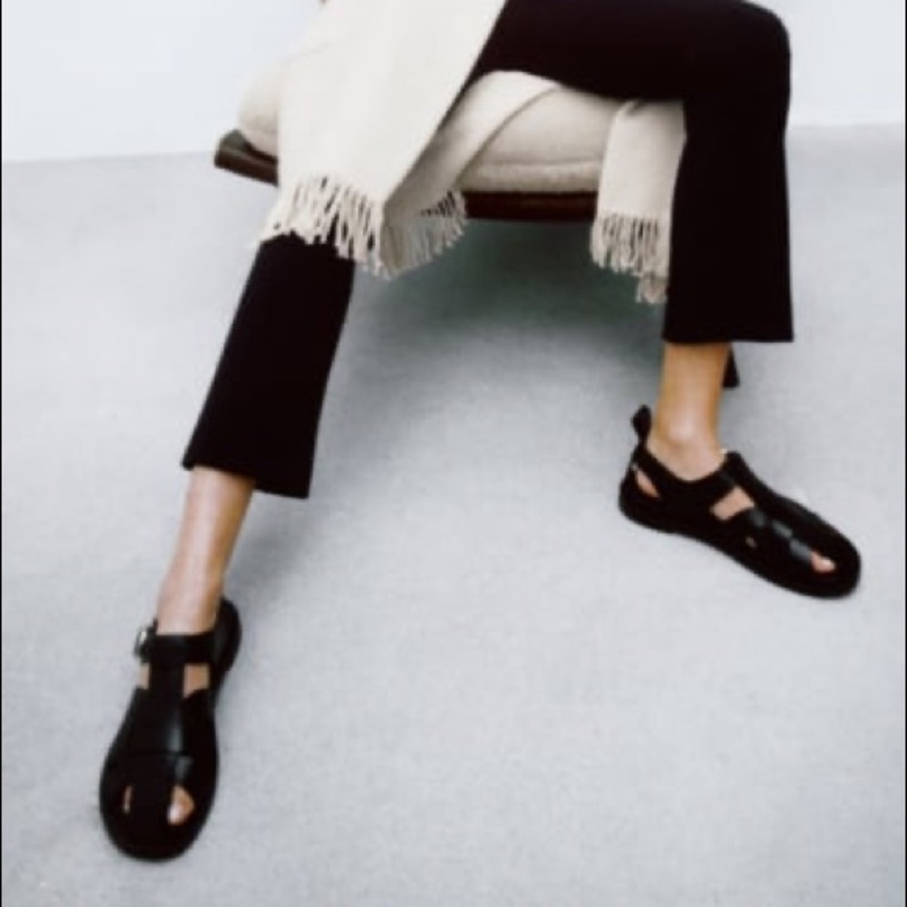 Zara Black Woven Leather Fisherman Sandals - Picture 11 of 13